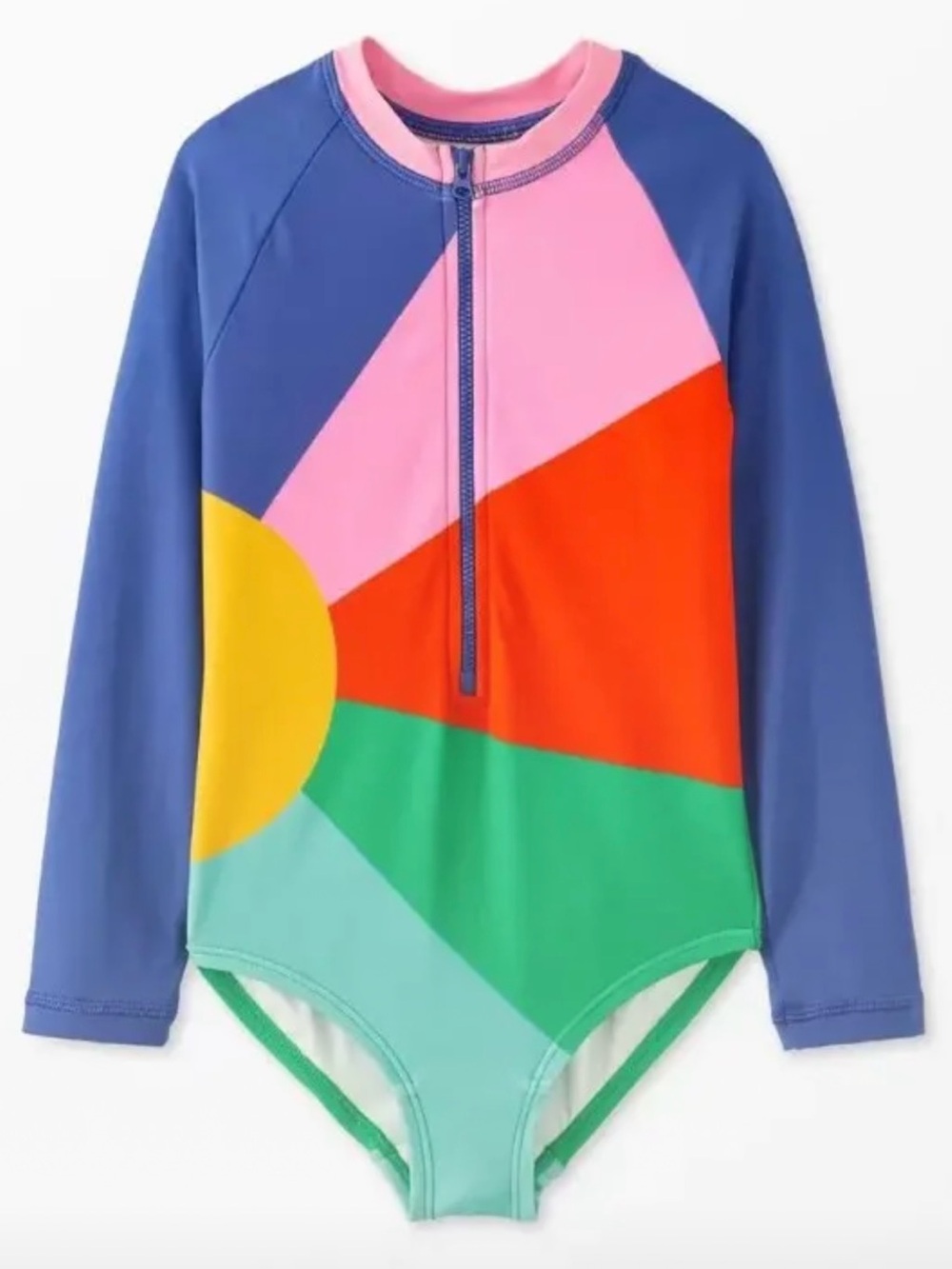 Hanna Andersson Girls Long Sleeve Rash Guard Swimsuit Size 12 One-Piece UPF Camp